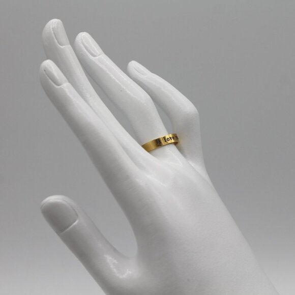 Jewelry ring band I Love You romantic love yellow gold tone adjustable new - Picture 6 of 6